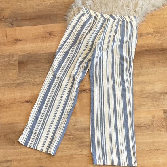 Land n' Sea Linen Blend Blue and White Striped Coastal Nautical Pant Lightweight - Picture 7 of 7